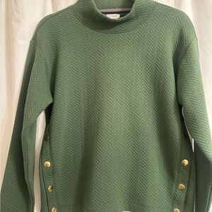 J. Crew Green Cowl Neck Top with Gold Buttons